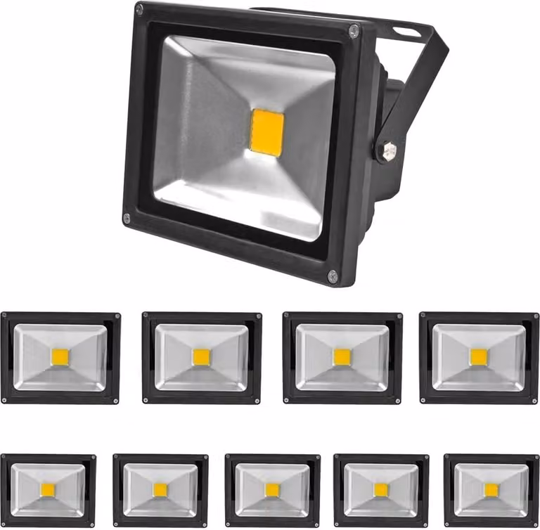 Greenmigo 10X Lampada LED da 20 W di alta qualità, proiettore IP65, luce bianca fredda, corpo in alluminio nero, proiettore impermeabile