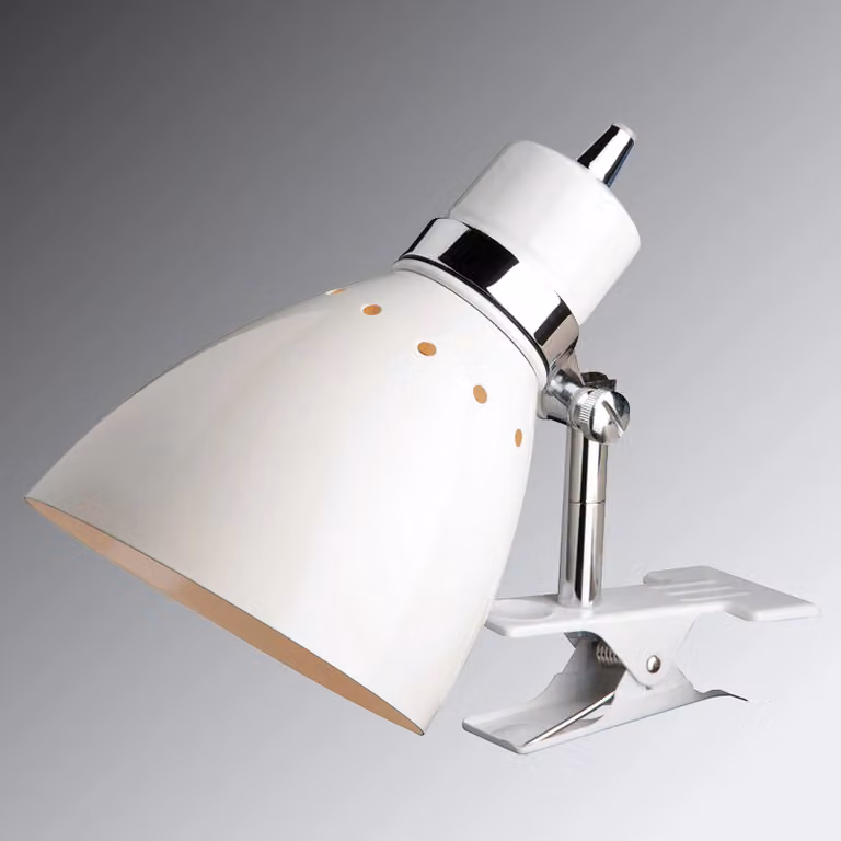 Steinhauer Lampada con morsetto Spring, Bianco / Opale, Soggiorno / Sala da pranzo, Metallo, Moderno, Lampada con morsetto