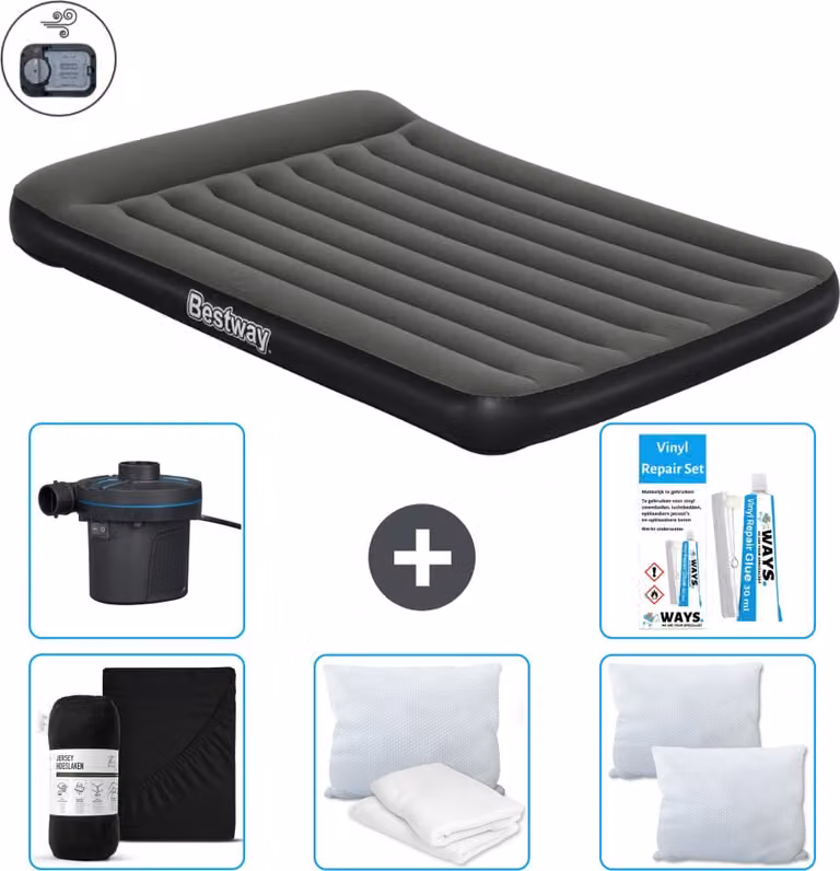 Materasso gonfiabile Bestway - 2 persone - 152 x 203 x 30 cm - Verde - Accessori inclusi