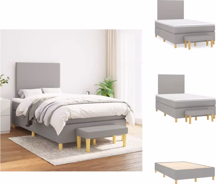 vidaXL Letto a molle con materasso in tessuto grigio chiaro 120x200 cm - Letti & strutture letto