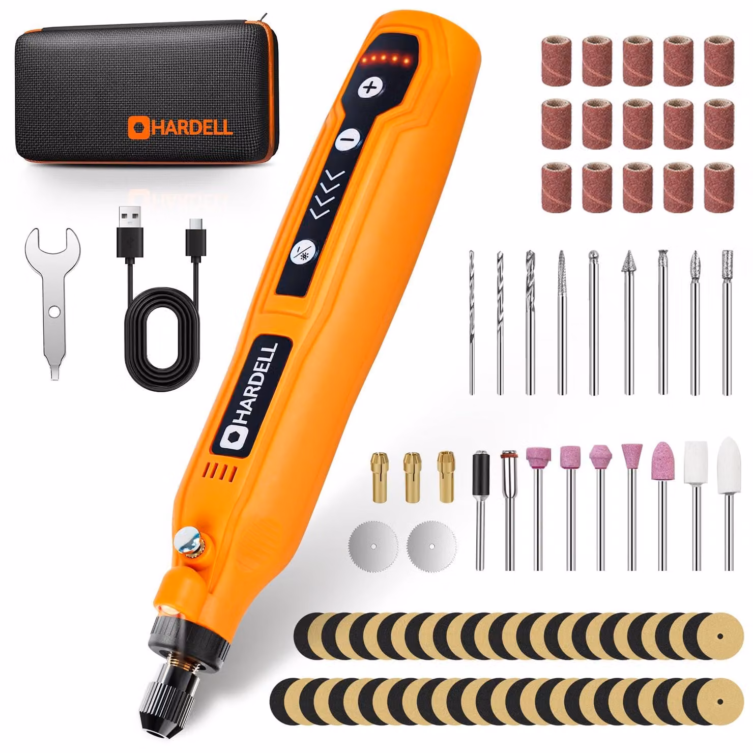 HARDELL Mini utensile rotante a batteria con LED, 5 velocità (5000-18000 giri/min)