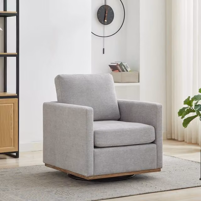 Poltrona Girevole Imbottita con Braccioli ¨C MINIMAL ¨C Grigio, Tessuto, Design Moderno