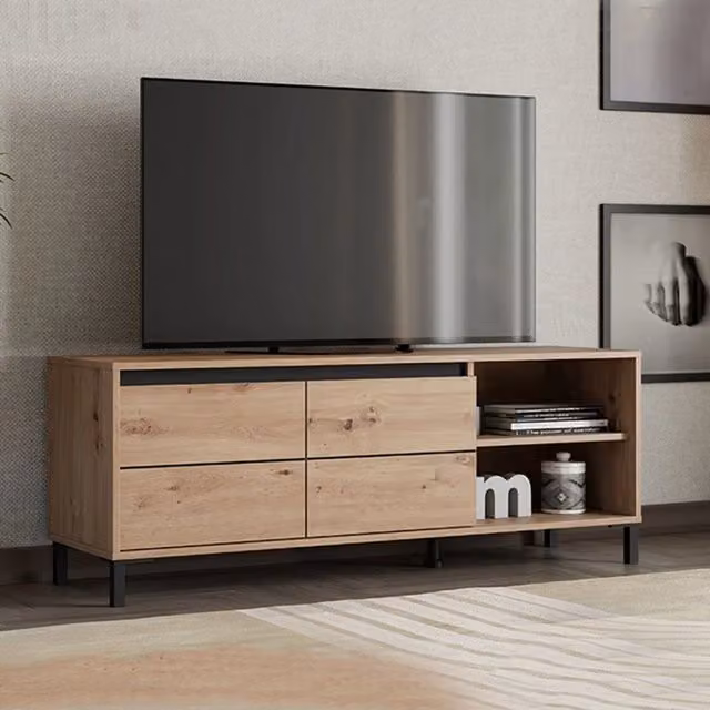 Mobile Porta TV Cigno DMORA con 2 Ripiani, Marrone Rovere Nodi, L/P/H: 138 x 40 x 52 cm – 1