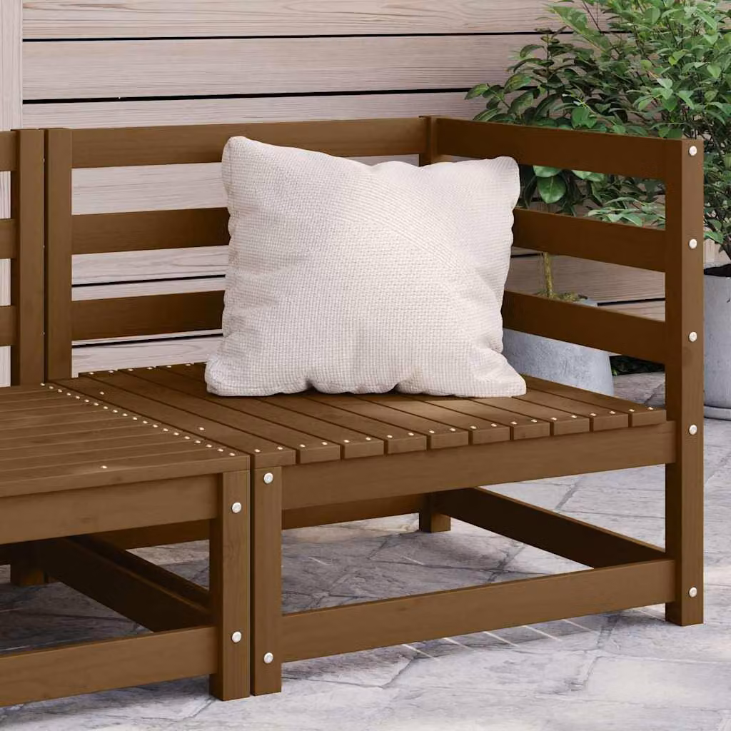 vidaXL Divano Angolare da Giardino in Legno Massello di Pino, Colore Marrone