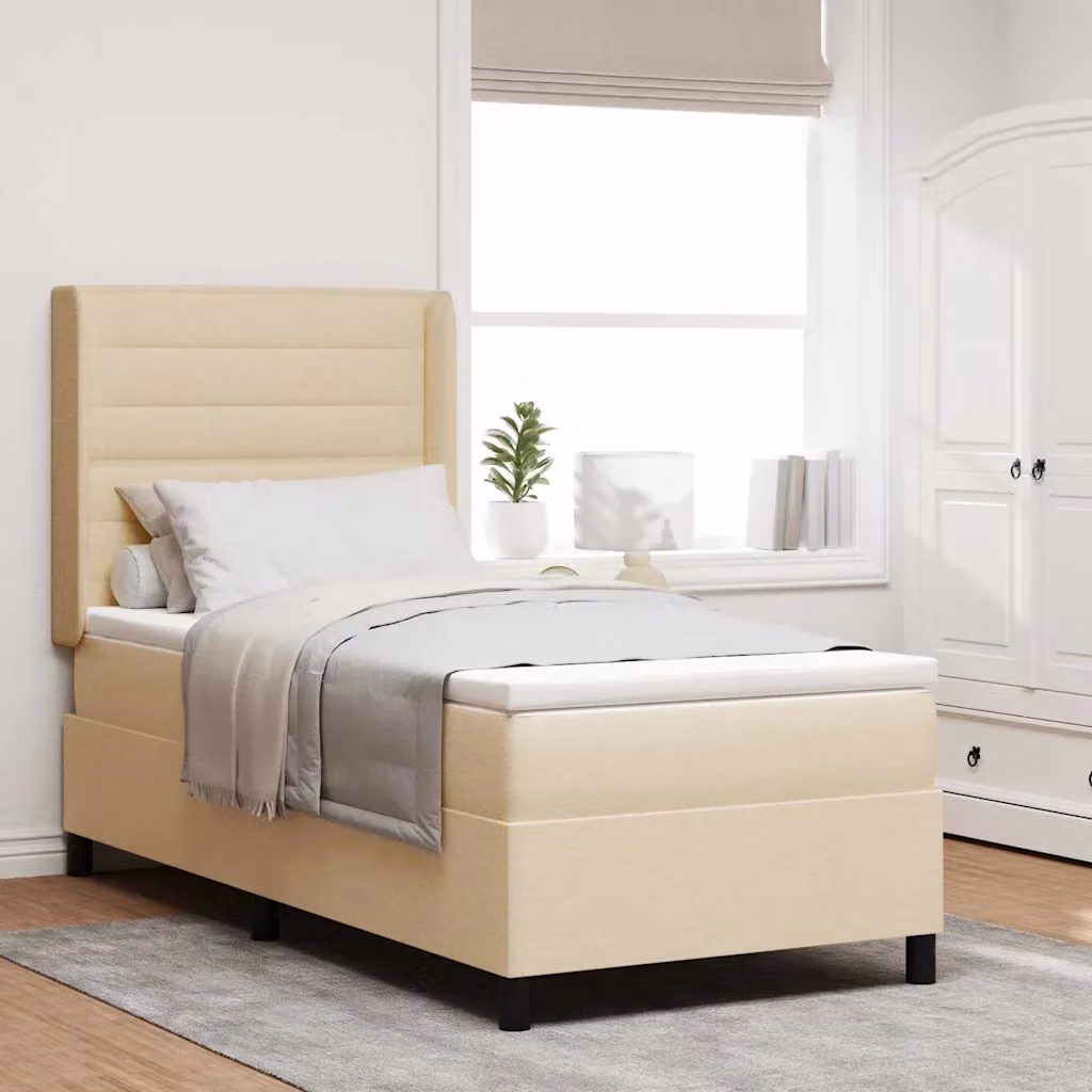 Letto con materasso a molle e illuminazione LED vidaXL, colore beige, L/P/H: 90 x 200 cm
