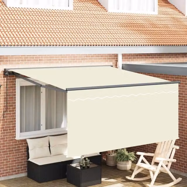 Tenda retrattile-Tenda parasole per balcone Crema 350 x 250 cm Poliestere e Alluminio