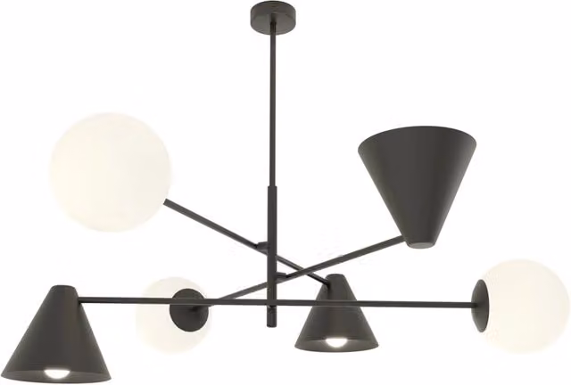 Plafoniera Moderna Industrial Nodens 6 Luci Nero