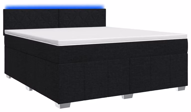 Letto a molle con materasso nero 160 x 200 cm in tessuto
