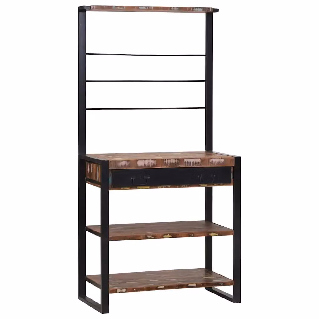 Scaffale da cucina e soggiorno Design In in legno e metallo multicolore e nero L/P/H: 80 x 40 x 160 cm CFW5930652 – 2