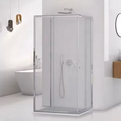 Box doccia INBAGNO Tay a tre lati con doppio sistema scorrevole, forma rettangolare a U, vetro trasparente, L: 120 cm, P: 80 cm, H: 195 cm