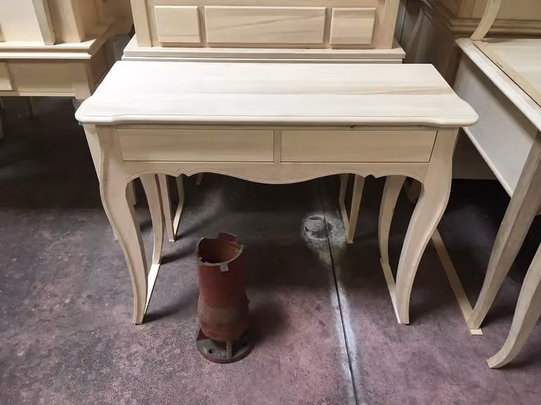 Consolle classica in legno grezzo con 2 cassetti Mobili 2G L: 101 cm, P: 38 cm, H: 82 cm