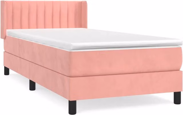 Letto singolo | Letto per adulti | Giroletto a Molle con Materasso Rosa 100x200 cm in Velluto