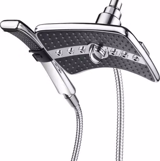 Combinato per doccia - doccia a mano e regolabile - faccia nera - tubo doccia da 60 pollici - acciaio inox