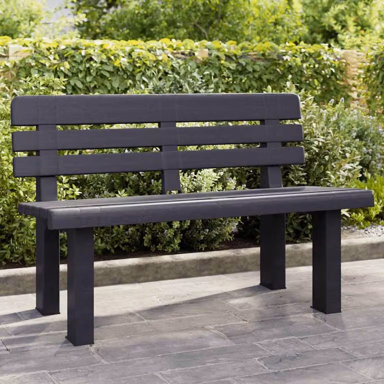 Panchina da giardino moderna vidaXL in polipropilene colore antracite L 110 x P 52 x H 71 cm