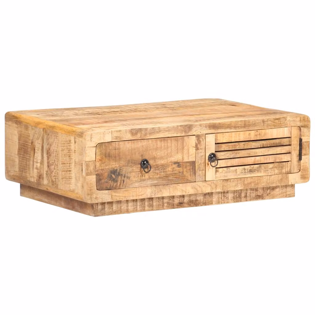 The Living Store tavolino 90x60x29 cm Legno di mango grezzo