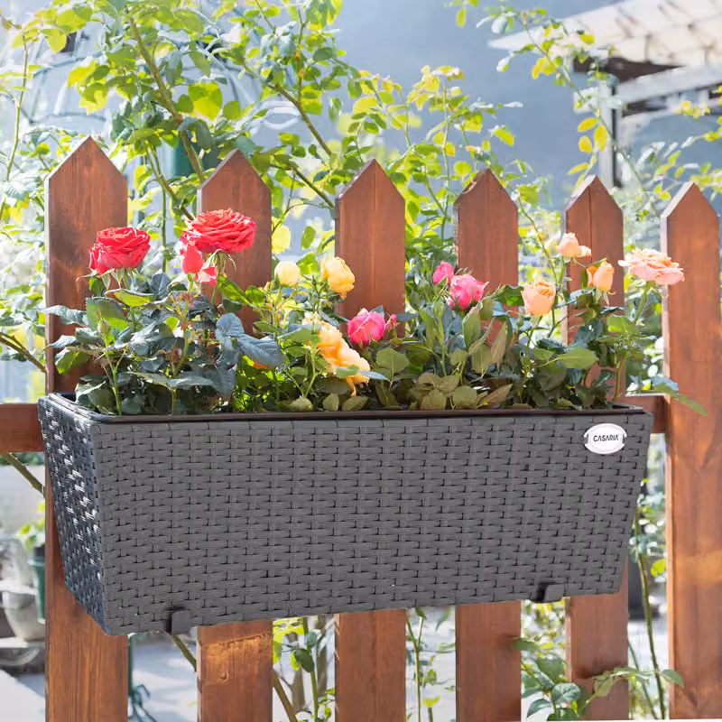 Set di 2 fioriere da balcone Casaria in polyrattan nero L: 60 cm, P: 20 cm, H: 19 cm – 2