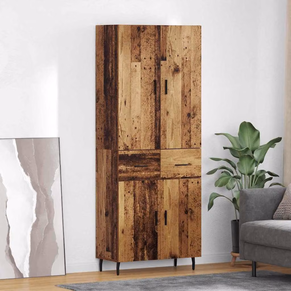 Set di 2 credenze moderne vidaXL in legno e metallo marrone con ante a battente e ripiani interni L/P/H: 69,5 x 34 x 180 cm