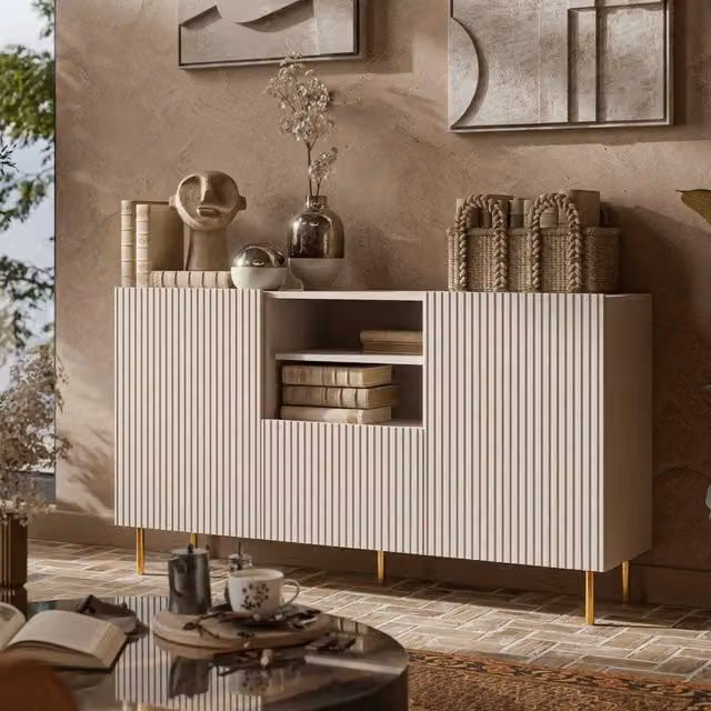 Madia DMORA Stornara Beige con cassetti soft close e design moderno L 150 x P 42 x H 82 cm