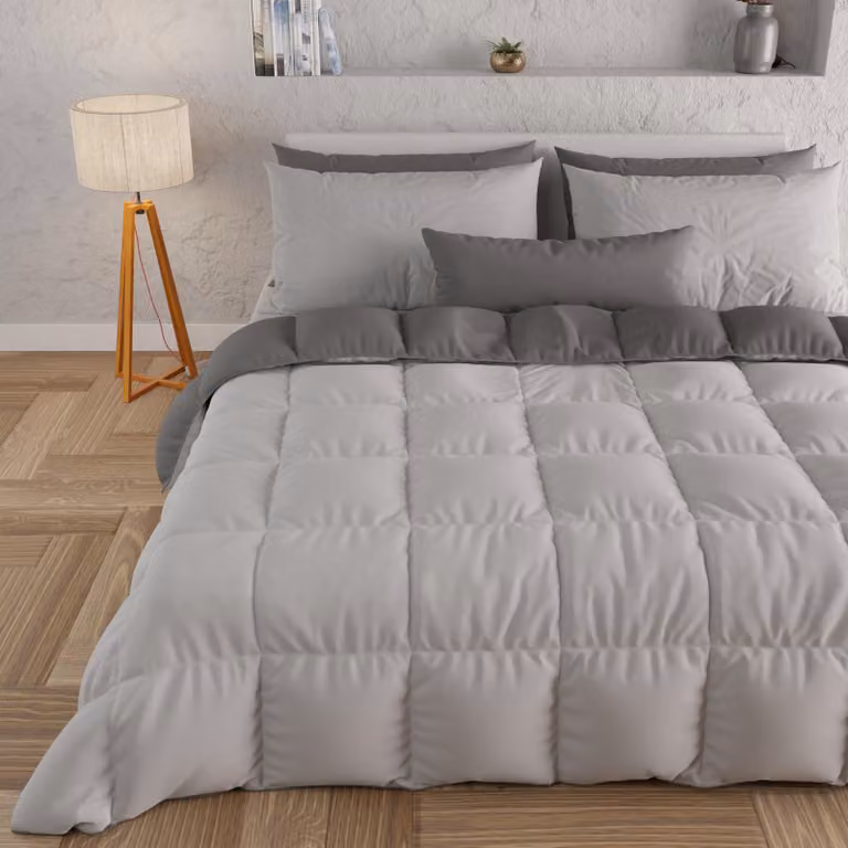 Coperta invernale per letto, dimensioni 220x260 cm, adatta per 1-2 persone, colore grigio, in microfibra, peso 300 g/m²