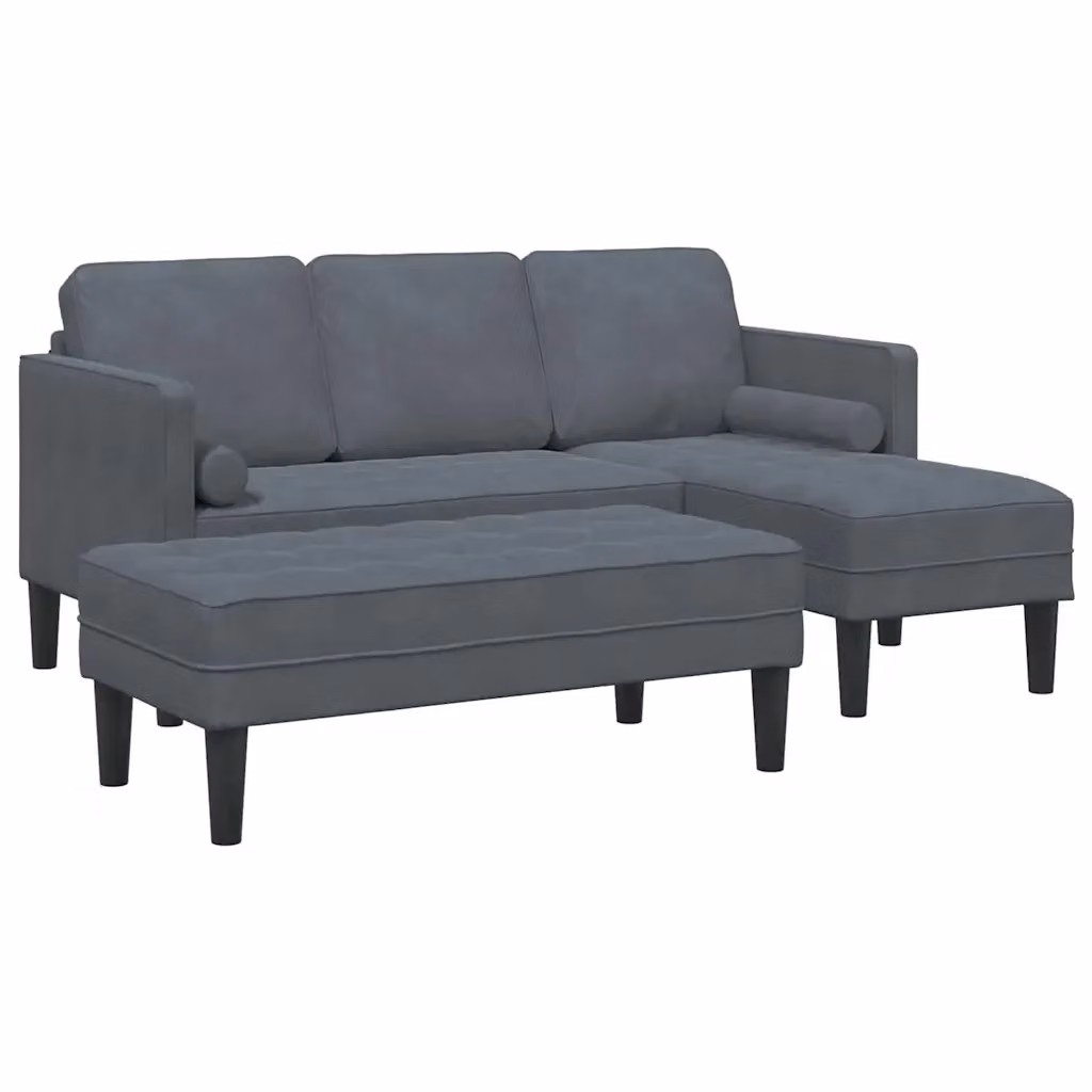 Set di divani angolari L-shape vidaXL in tessuto grigio moderno – 2