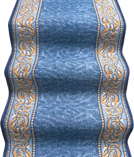 Passatoia EMMEVI Blu in Stile Barocco Orientale per Ingresso, Corridoio o Cucina, Lavabile e Antiscivolo, L: 67 cm x P: 850 cm