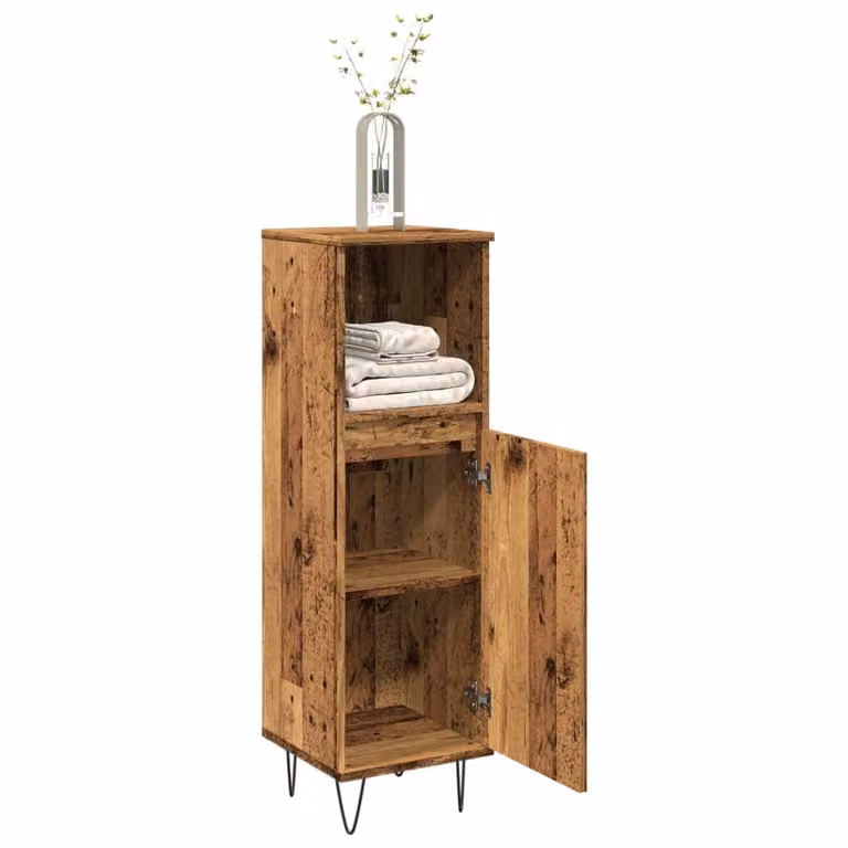 Armadietto da bagno vidaXL in stile industriale marrone con ante a battente e ripiani interni, L/P/H: 30 x 30 x 100 cm