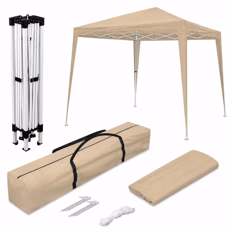 Gazebo da giardino pieghevole, dimensioni 3 x 3 metri, colore beige classico