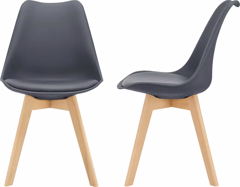 Sedia da pranzo 'Fläten' set di 2 sedie imbottite in ecopelle grigio