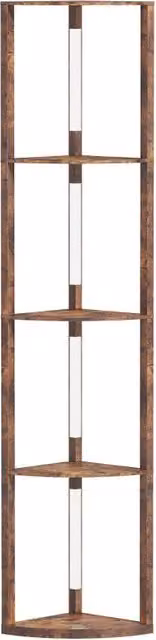 Lampada da terra moderna a LED con ripiani in legno, dimmerabile con interruttore a pedale, colore marrone – 1