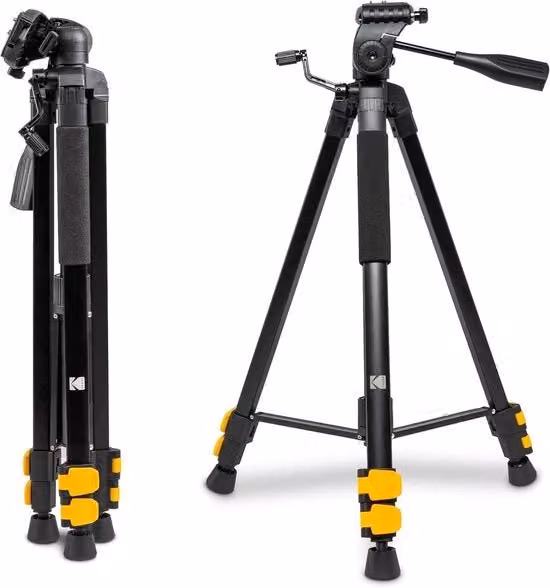 Stativo da esterno leggero in alluminio da 62 pollici con quick release e adattatore per smartphone, colore nero