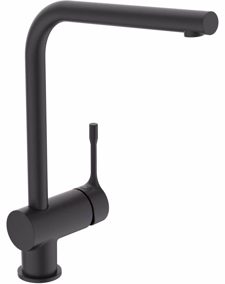 Miscelatore monocomando per lavello, nero, girevole, 225 mm