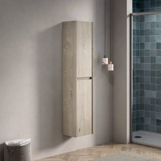 Armadio da bagno REDOM a 2 ante in legno Off White con chiusura soft close e ripiani interni