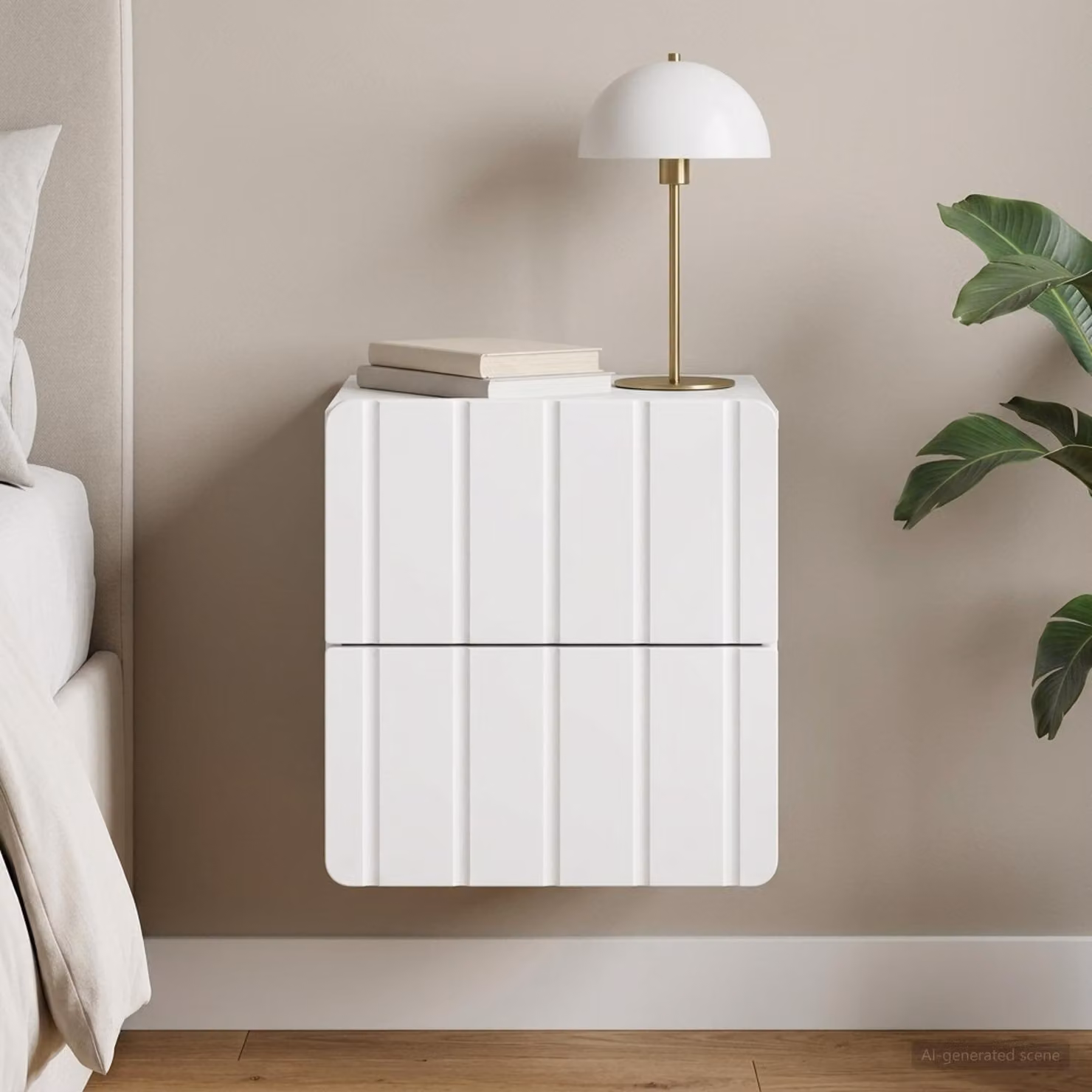 vidaXL Mobiletto da notte sospeso con cassetto Bianco L: 33 cm, P: 34,5 cm, H: 43 cm