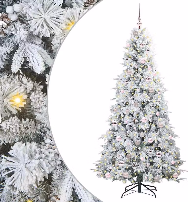 Albero di Natale Artificiale con Rami Pieghevoli Bianco 210 cm