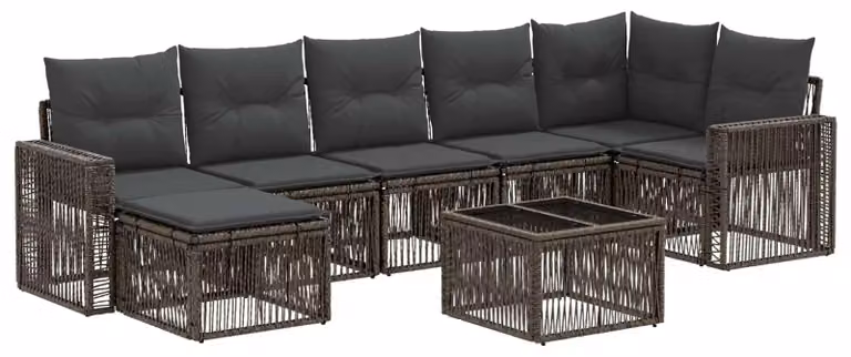 Set Divano da Giardino 8 pcs Grigio e Grigio Scuro polyrattan