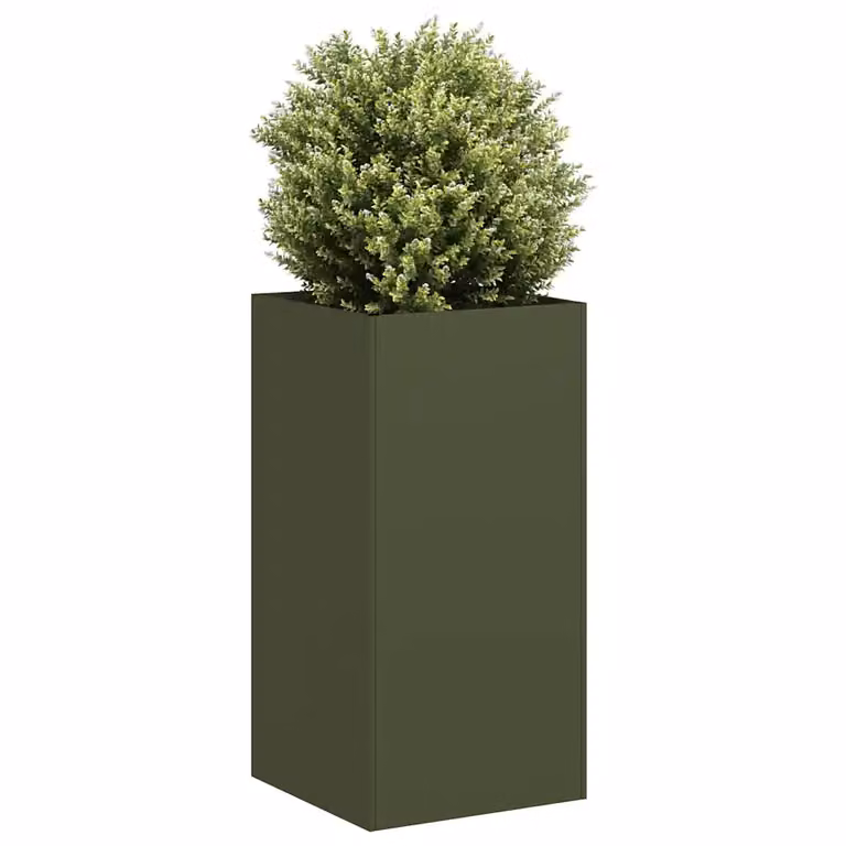 Fioriera verde oliva vidaXL in acciaio laminato a freddo L/P/H: 40 x 40 x 80 cm