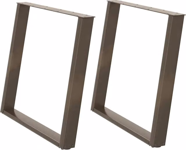 Set di 2 gambe regolabili a forma di U per tavolo da pranzo in acciaio verniciato naturale, H: 100 cm, L: 73 cm