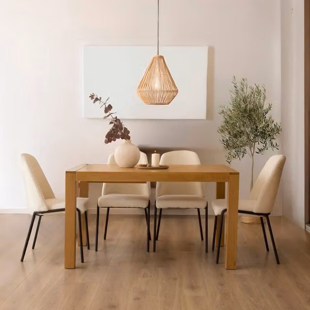 Tavolo da pranzo estensibile Banak Gael in legno di rovere marrone con design moderno e rettangolare