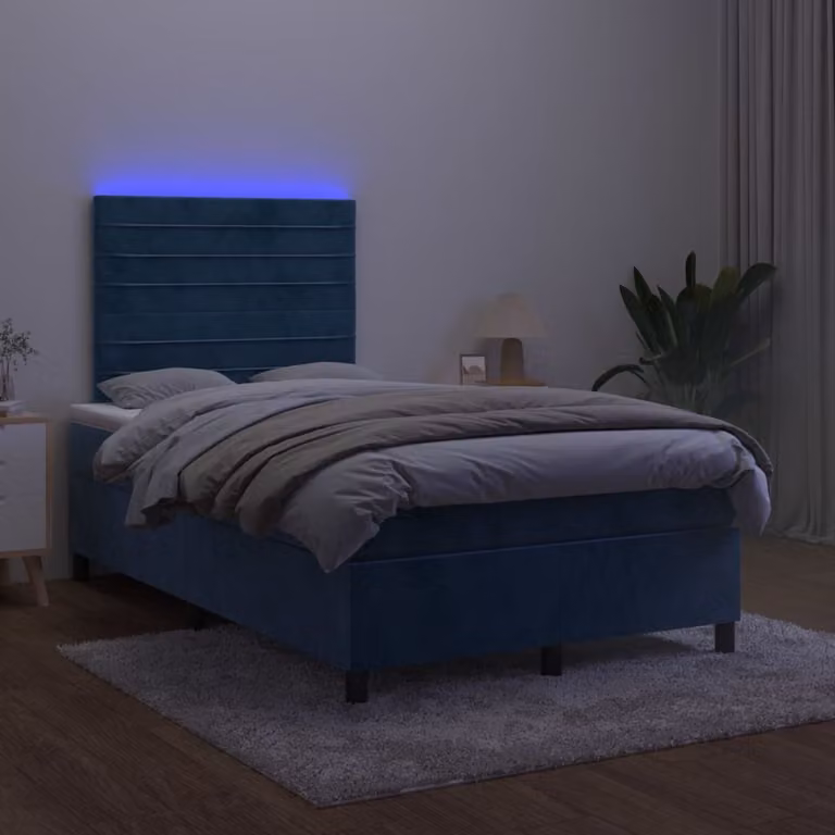 Maison Exclusive - Letto a Molle con Materasso e LED Blu Scuro 120x200cm