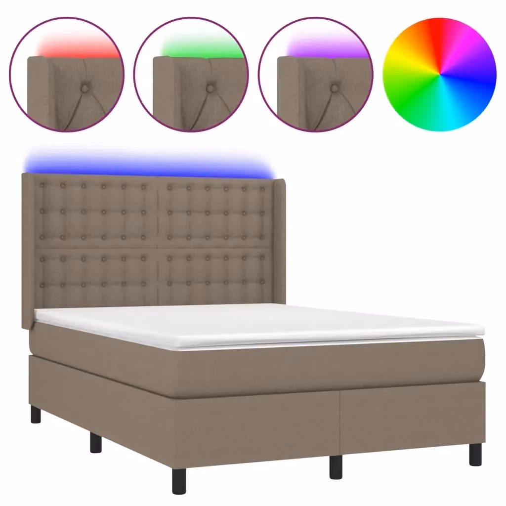 Letto Ibrido con Materasso e Illuminazione LED vidaXL in Tessuto Beige L/P/H: 140 x 200 x 147 cm – 2