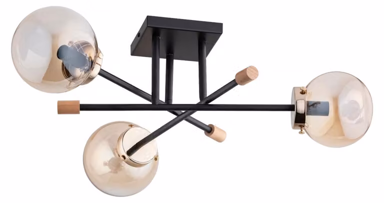 Lampada da soffitto TRANSFER nero-oro-ambra 3xE14x10W in metallo, dimensioni: 21x70x70 cm, IP20, Alfa