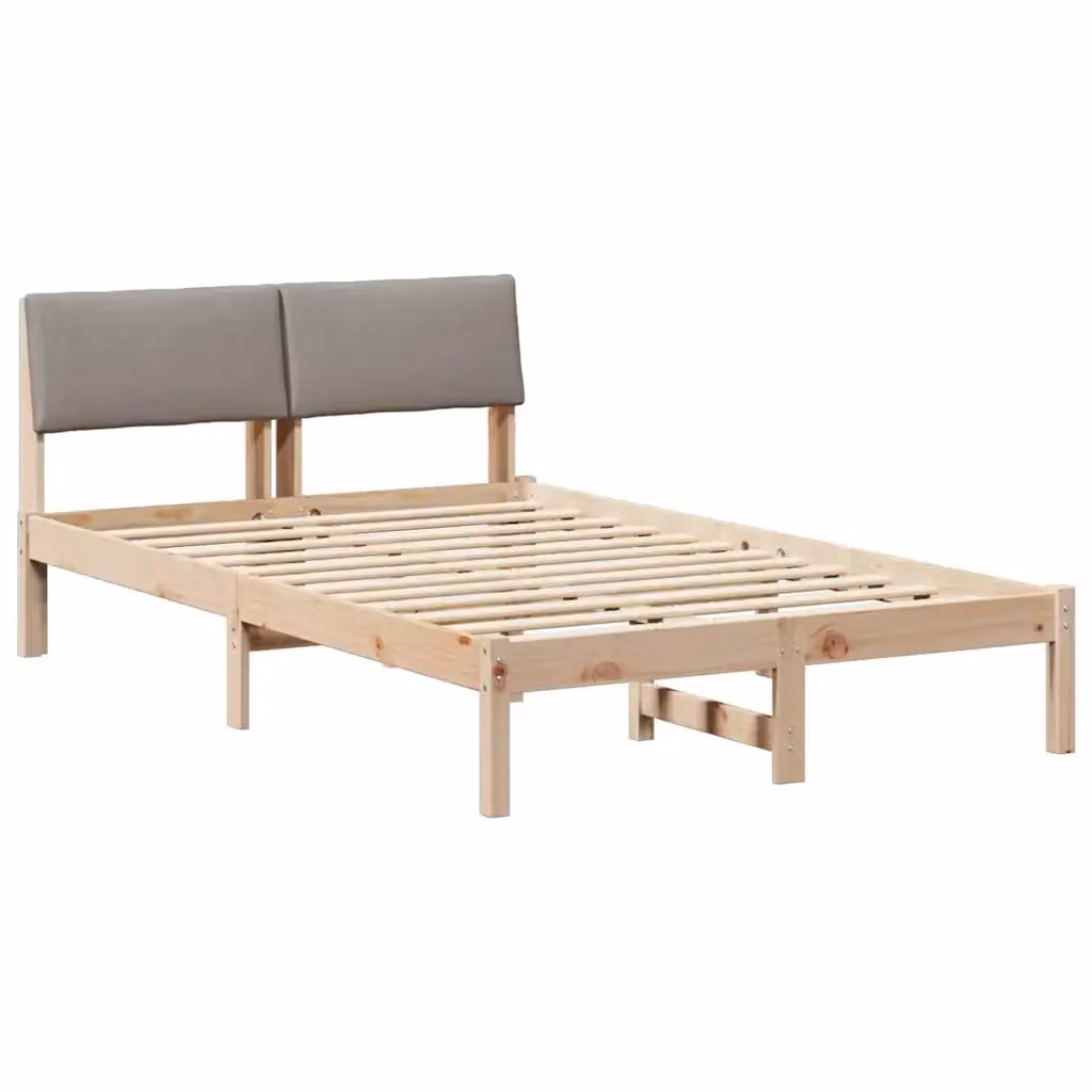 Struttura del letto con testiera vidaXL in legno di pino, marrone, beige e grigio, L 120 x P 200 cm – 2