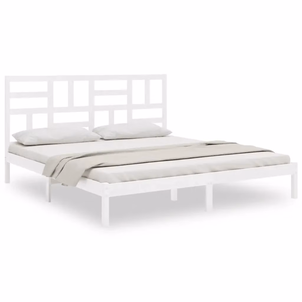 vidaXL Giroletto Super King in Legno di Pino Bianco con Doghe Rigide L: 180 cm, P: 200 cm – 2