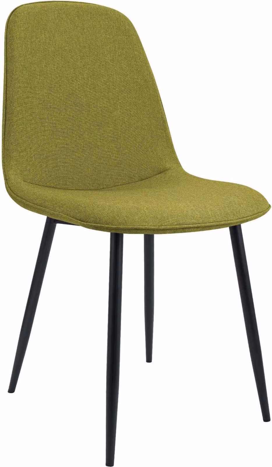 Sedia da pranzo in tessuto verde - sedia dal design moderno - elevata comodità di seduta, gambe in metallo nero