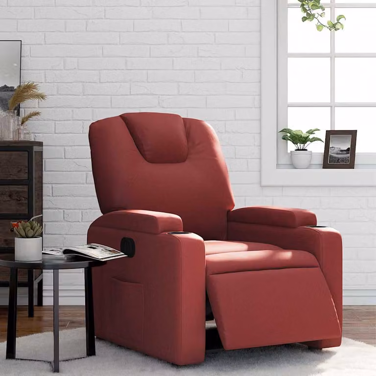 Poltrona Reclinabile Elettrica vidaXL in Similpelle Rossa con Braccioli e Funzione Auto-Return