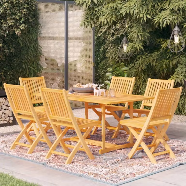 The Living Store 7 pezzi. Set da pranzo da giardino in legno massiccio teak
