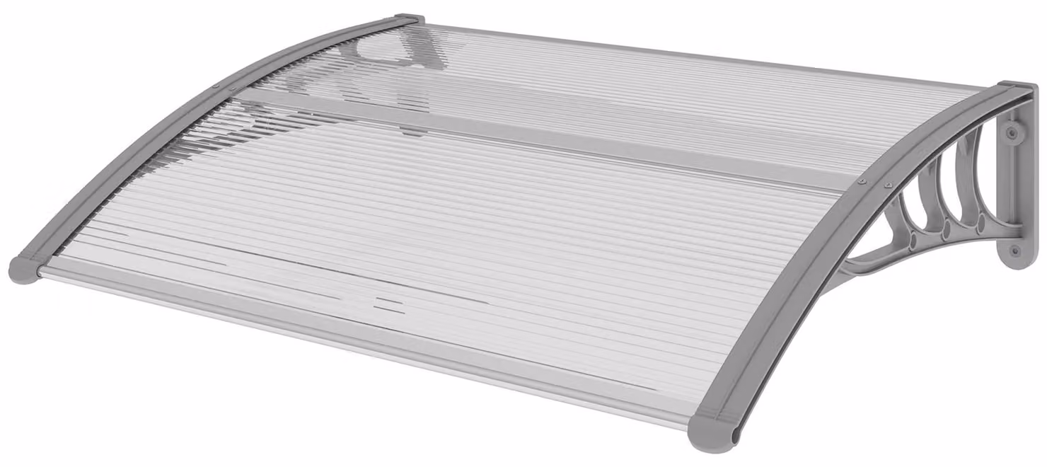 Tettoia Outsunny per porta d'ingresso 100 x 75 cm in alluminio e policarbonato