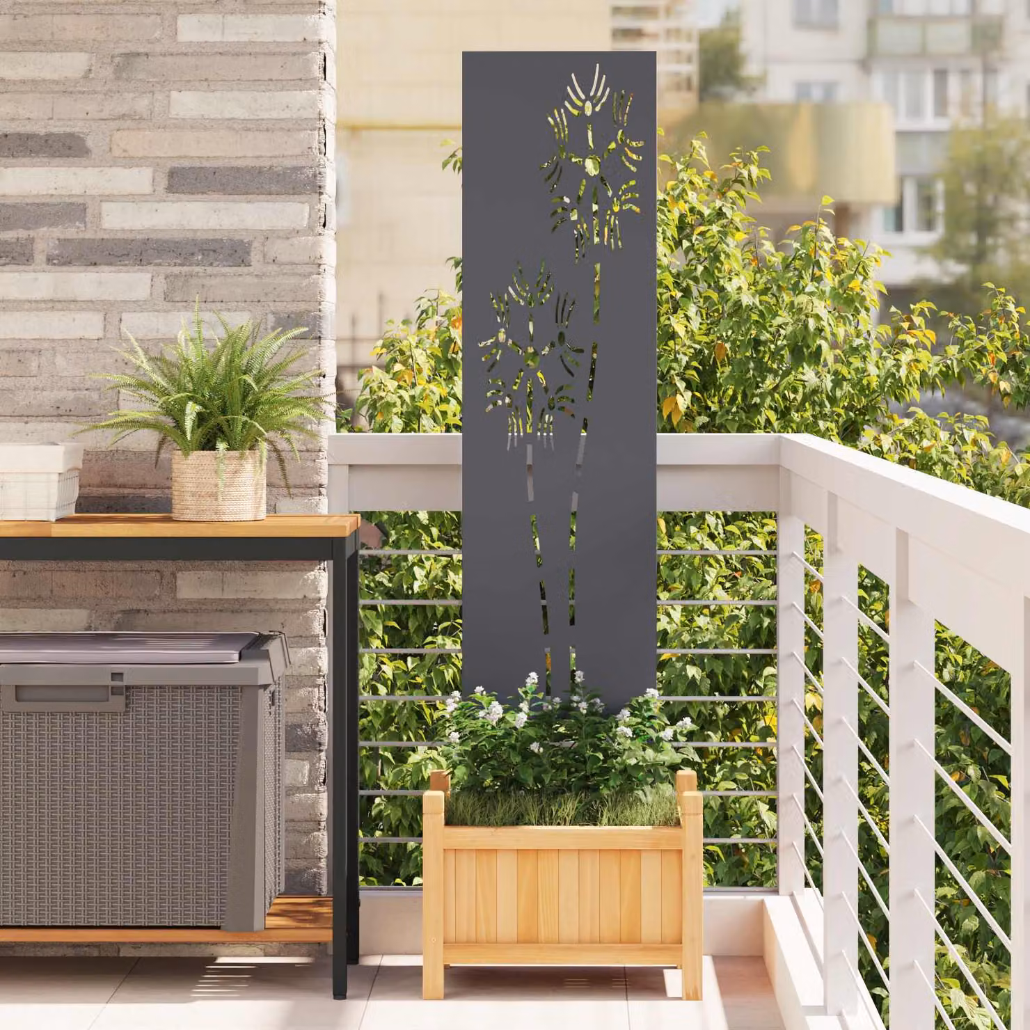 Paravento per privacy da giardino vidaXL in acciaio, colore antracite, L: 32 cm, H: 140 cm