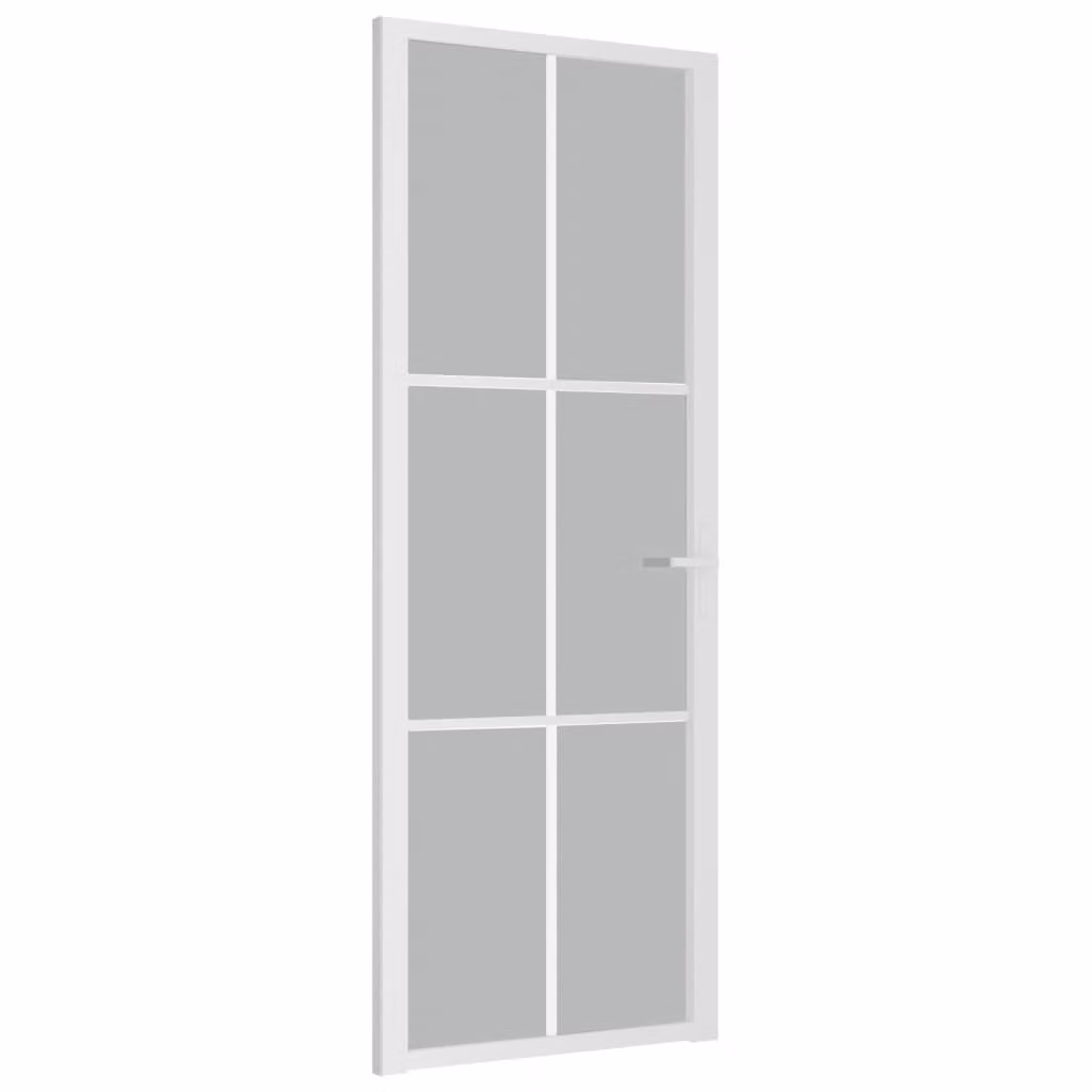 Porta Interna 76x201,5 cm Bianco Opaco Vetro e Alluminio