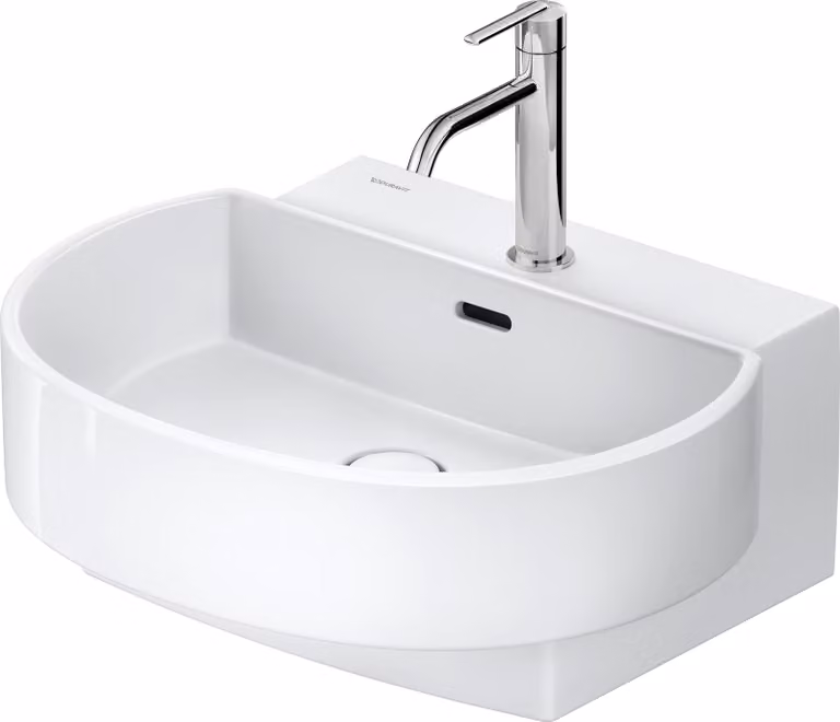 Duravit Balcoon lavabo, plage de robinetterie, 1 trou de robinetterie, avec trop-plein, avec robinetterie Push-Open, largeur 550mm, 241155AA00, 241155AA00